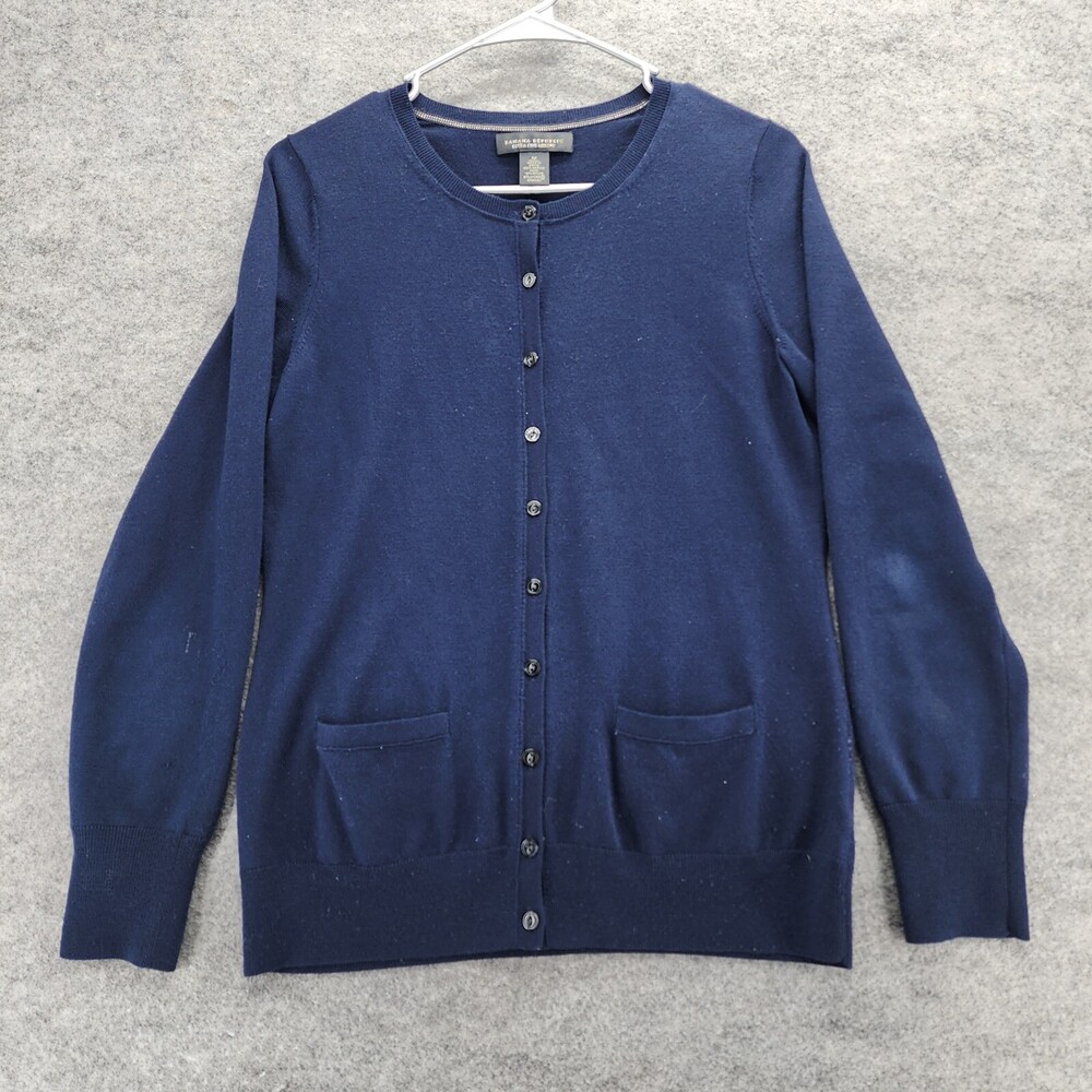 Banana Republic Sweater Womens Medium Extra Fine Merino Blue Cardigan